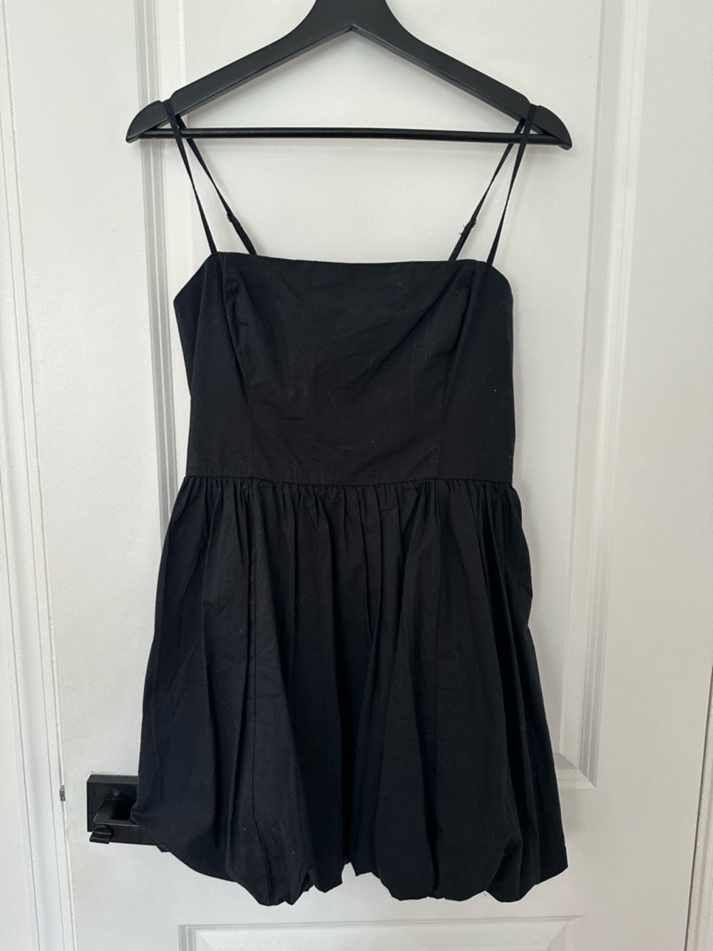 Abercrombie & Fitch Black Spaghetti-Strap Bubble-Hem Mini Dress
